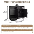 CuisinSmart Mobile Buffet da Fattoria con Contenitore con Presa di Corrente Integrata, Credenza con 2 Ante e 3 Cassetti per Soggiorno Sala da Pranzo