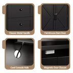 CuisinSmart Mobile Buffet da Fattoria con Contenitore con Presa di Corrente Integrata, Credenza con 2 Ante e 3 Cassetti per Soggiorno Sala da Pranzo
