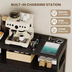 CuisinSmart Mobile Buffet da Fattoria con Contenitore con Presa di Corrente Integrata, Credenza con 2 Ante e 3 Cassetti per Soggiorno Sala da Pranzo