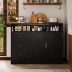 CuisinSmart Mobile Buffet da Fattoria con Contenitore con Presa di Corrente Integrata, Credenza con 2 Ante e 3 Cassetti per Soggiorno Sala da Pranzo