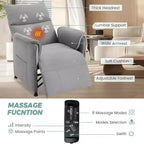 Poltrona Reclinabile Elettrica GustoWave con Massaggio e Calore, Divano Reclinabile Singolo Regolabile, Poltrona per Home Theater