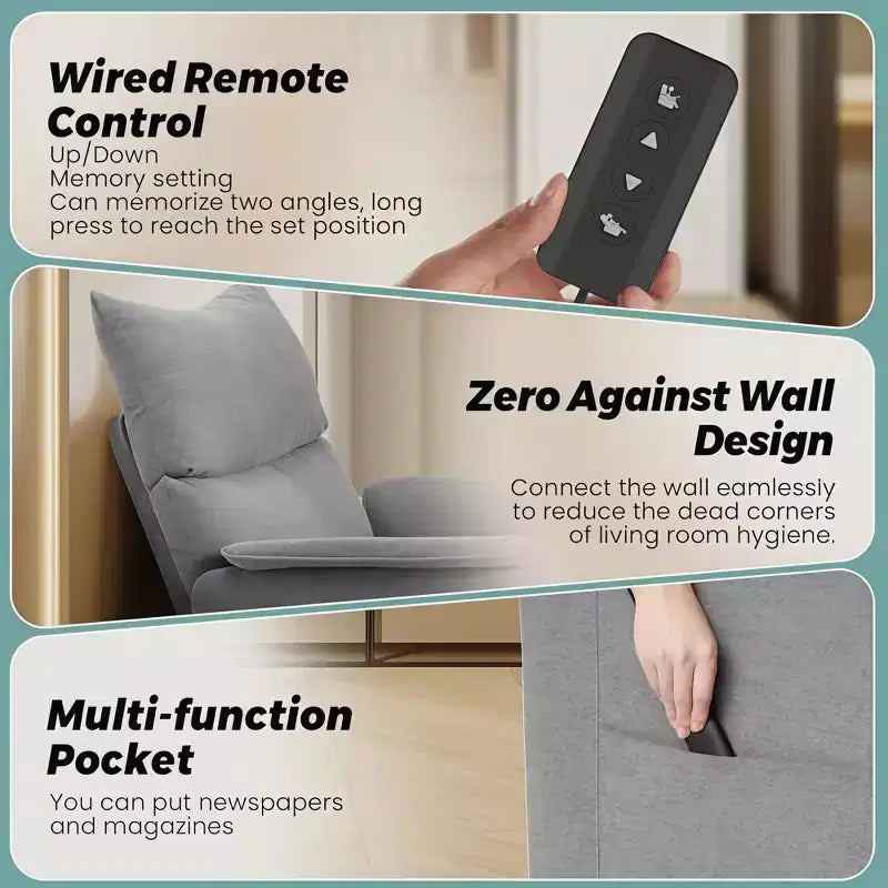 Poltrona Reclinabile Elettrica GustoWave con Massaggio e Calore, Divano Reclinabile Singolo Regolabile, Poltrona per Home Theater