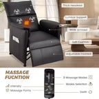 Poltrona Reclinabile Elettrica GustoWave con Massaggio e Calore, Divano Reclinabile Singolo Regolabile, Poltrona per Home Theater