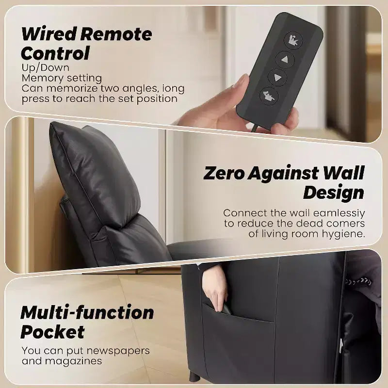 Poltrona Reclinabile Elettrica GustoWave con Massaggio e Calore, Divano Reclinabile Singolo Regolabile, Poltrona per Home Theater