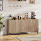 Acekool 63 Mobile Contenitore Scanalato, Credenza a 4 Ante con Ripiani Regolabili e Gambe in Metallo, Madia Moderna per Soggiorno, Ingresso
