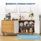 Acekool 61 Credenza Mid-Century - Mobile Buffet in Legno Naturale con 3 Cassetti, 2 Ante e Design a Onda per Sala da Pranzo, Cucina