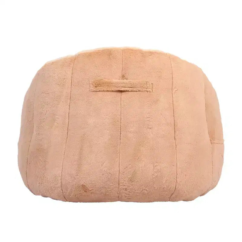 Poltrona Homy Casa con base completamente rivestita, morbido tessuto effetto pelliccia, beige champagne