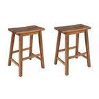 Set da isola da cucina in legno massello Whisen 45 con 2 posti a sedere e 2 ripiani - Noce Crema Bianco