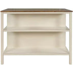 Set da isola da cucina in legno massello Whisen 45 con 2 posti a sedere e 2 ripiani - Noce Crema Bianco