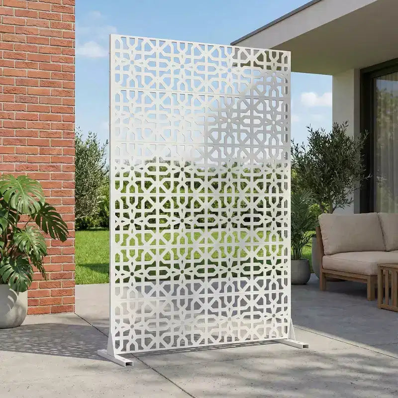 MAYEERTY 72x47 Pannello Paravento per Esterni Bianco Naturale, Set da 6 Pezzi Divisorio Pieghevole Naturale per Cortile e Giardino