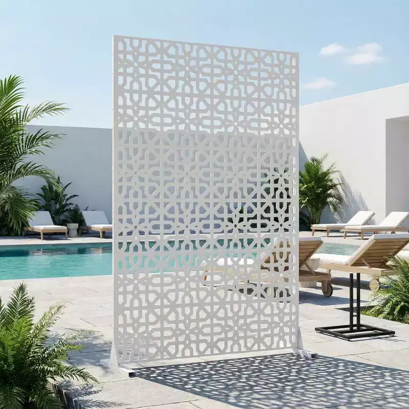 MAYEERTY 72x47 Pannello Paravento per Esterni Bianco Naturale, Set da 6 Pezzi Divisorio Pieghevole Naturale per Cortile e Giardino