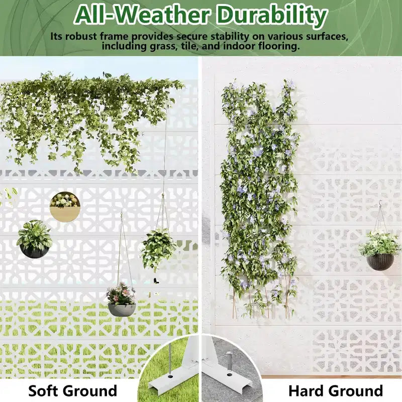 MAYEERTY 72x47 Pannello Paravento per Esterni Bianco Naturale, Set da 6 Pezzi Divisorio Pieghevole Naturale per Cortile e Giardino