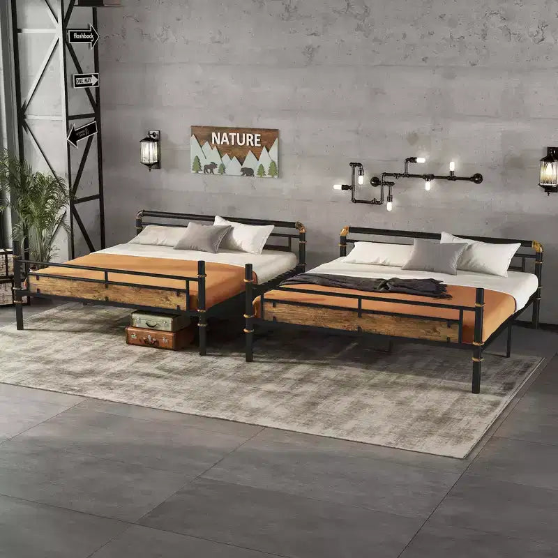 Letto a castello in metallo Twin XL su Twin XL Industriale Smontabile con ringhiere di sicurezza per ragazzi Nero