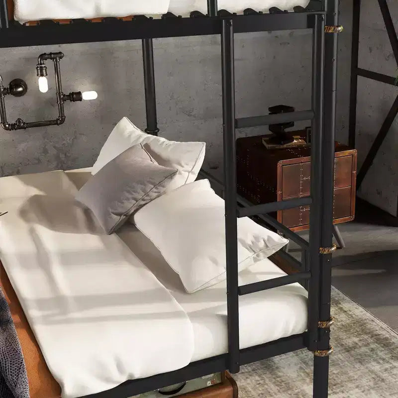 Letto a castello in metallo Twin XL su Twin XL Industriale Smontabile con ringhiere di sicurezza per ragazzi Nero