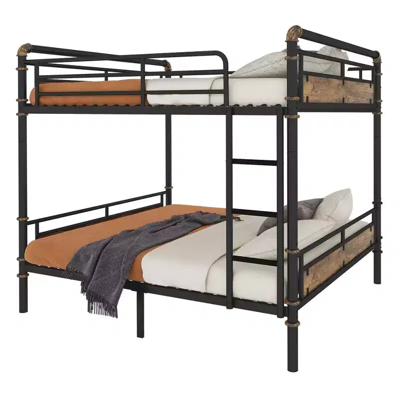 Letto a castello in metallo Twin XL su Twin XL Industriale Smontabile con ringhiere di sicurezza per ragazzi Nero