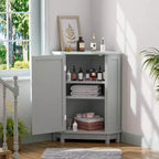 Mobile Contenitore Angolare da Bagno Okak con 3 Ripiani Regolabili, Mobiletto Contenitore da Terra, Organizzatore Angolare per Bagno