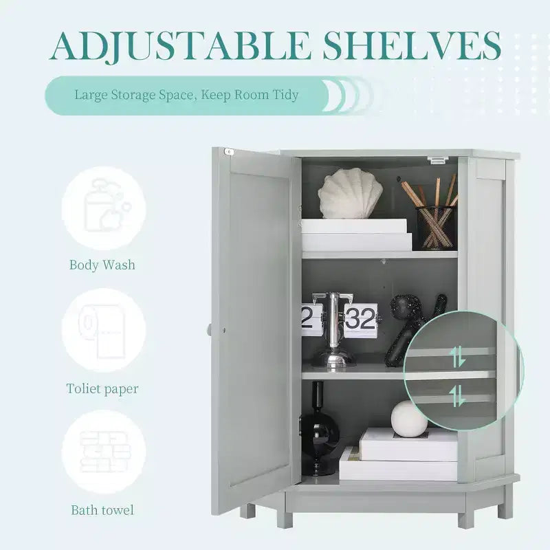 Mobile Contenitore Angolare da Bagno Okak con 3 Ripiani Regolabili, Mobiletto Contenitore da Terra, Organizzatore Angolare per Bagno