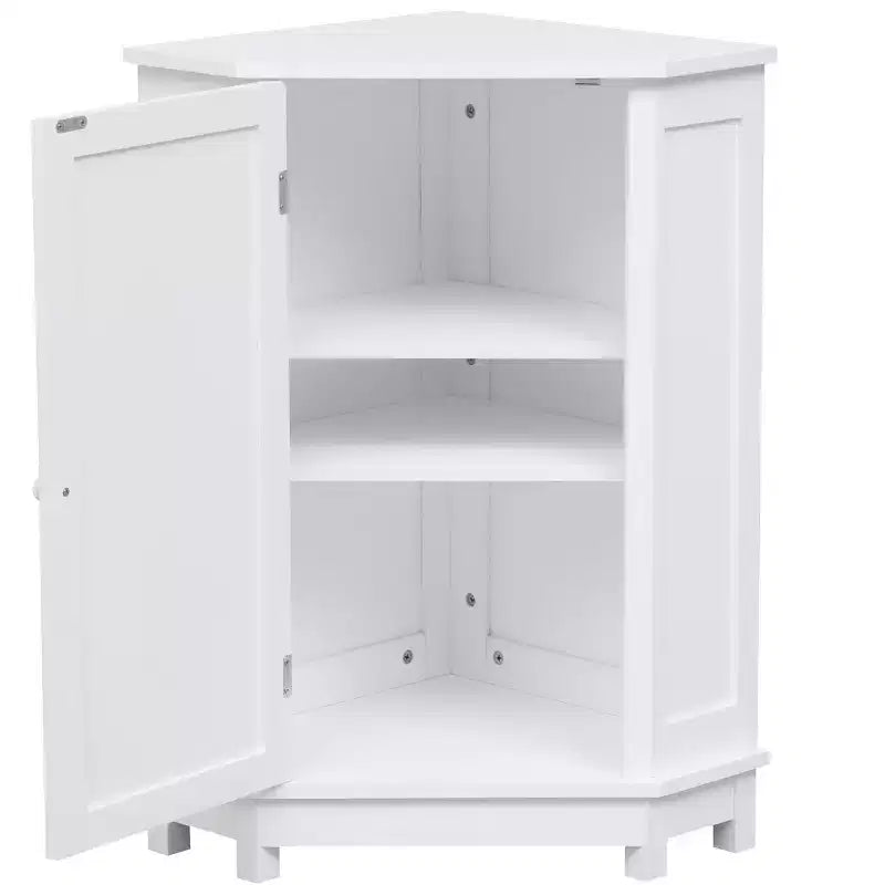 Mobile Contenitore Angolare da Bagno Okak con 3 Ripiani Regolabili, Mobiletto Contenitore da Terra, Organizzatore Angolare per Bagno