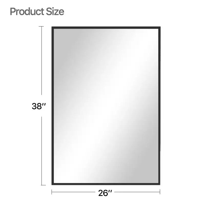 MAYEERTY Specchio da Parete con Bordo Sottile in Lega di Alluminio Angolo Retto Rettangolare Oro 38x26x1 pollici Biadesivo