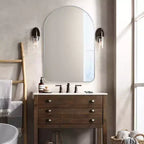 MAYEERTY Specchio da Parete con Bordo Sottile in Lega di Alluminio Angolo Retto Rettangolare Oro 38x26x1 pollici Biadesivo