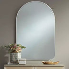 MAYEERTY Specchio da Parete con Bordo Sottile in Lega di Alluminio Angolo Retto Rettangolare Oro 38x26x1 pollici Biadesivo
