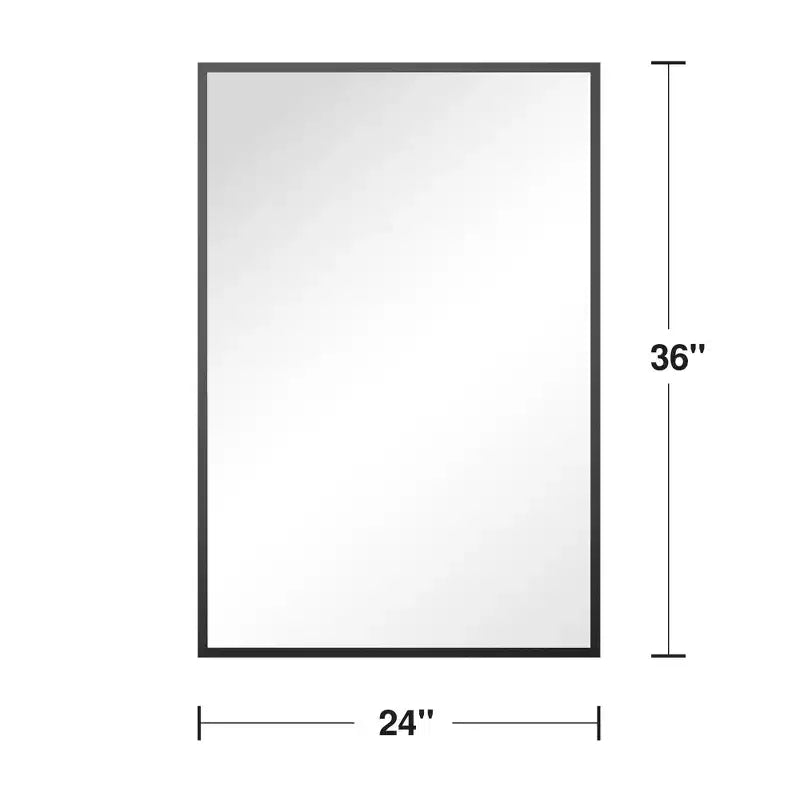 MAYEERTY Specchio da Parete con Bordo Sottile in Lega di Alluminio Angolo Retto Rettangolare Oro 38x26x1 pollici Biadesivo