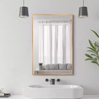 MAYEERTY Specchio da Parete con Bordo Sottile in Lega di Alluminio Angolo Retto Rettangolare Oro 38x26x1 pollici Biadesivo