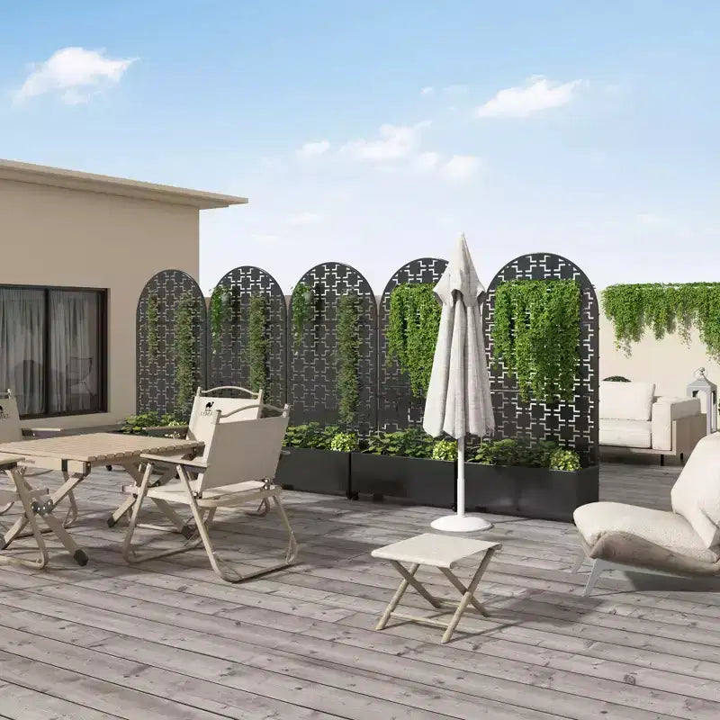 MAYEERTY Fioriera con traliccio in ferro nero ad arco quadrato stile 01, 72x35x16 pollici, set da 3 pezzi