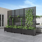MAYEERTY Fioriera con traliccio in ferro nero motivo a linee parallele 01, stile 47x47x16 pollici, set da 3 pezzi