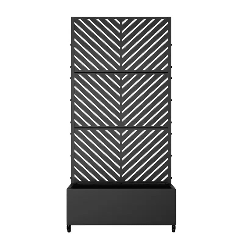 MAYEERTY Fioriera con traliccio in ferro nero motivo a linee parallele 01, stile 47x47x16 pollici, set da 3 pezzi