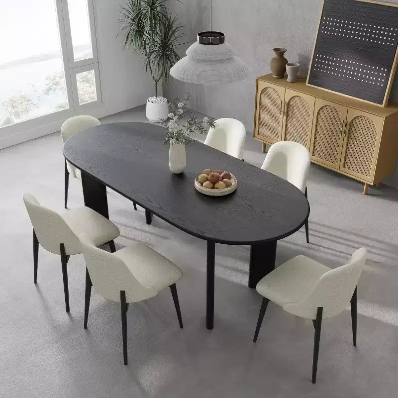 MAYEERTY 67 Tavolo da pranzo ovale in legno per 4-6 persone, tavolo moderno da cucina e sala da pranzo in stile rustico