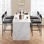 Bar Stools Set of 4, Upholstered Counter Height Stools with Backrest & Footrest, Kitchen Island & Bar