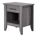 HomeStock comodino grigio 24x21x18, compatto, contemporaneo, con finitura liscia, spazio di archiviazione e design moderno ed elegante