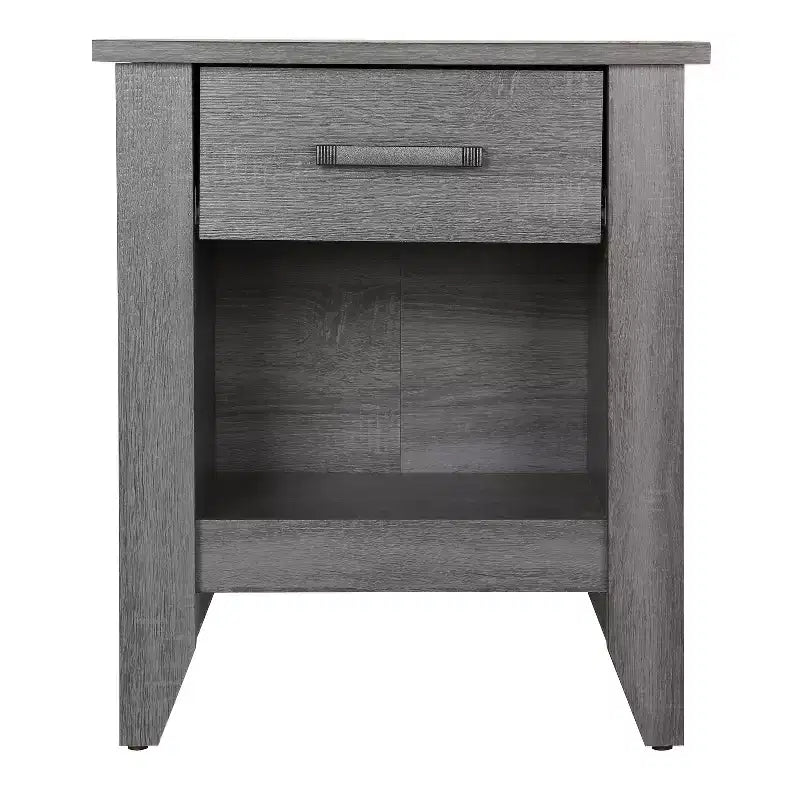 HomeStock comodino grigio 24x21x18, compatto, contemporaneo, con finitura liscia, spazio di archiviazione e design moderno ed elegante