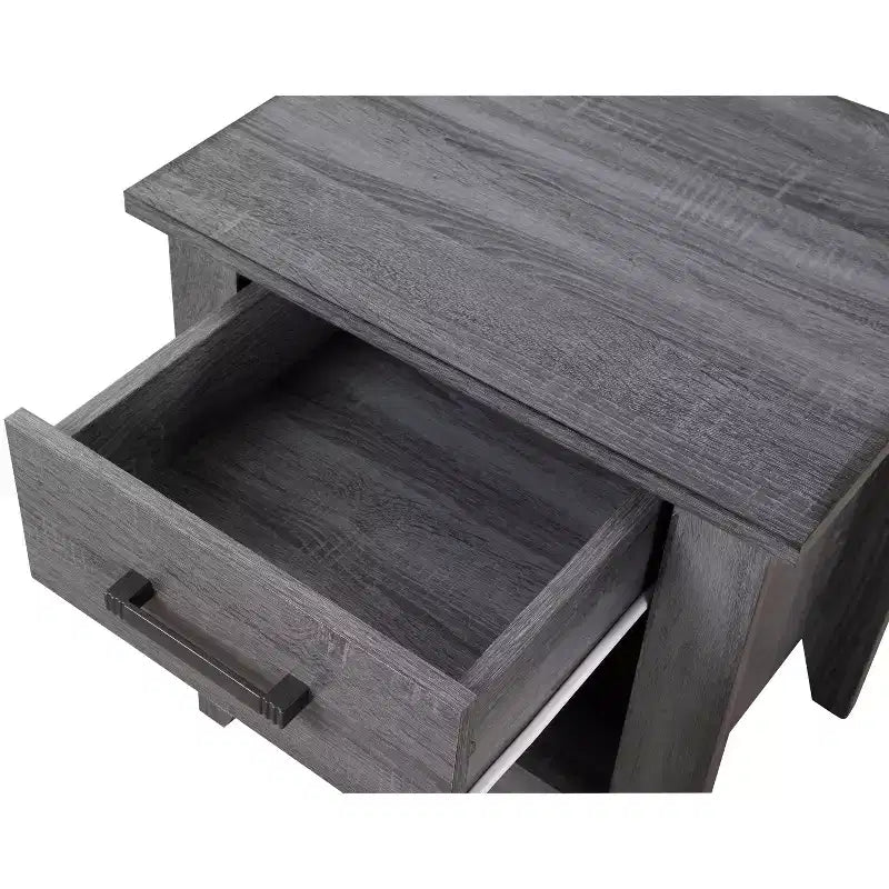 HomeStock comodino grigio 24x21x18, compatto, contemporaneo, con finitura liscia, spazio di archiviazione e design moderno ed elegante