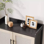 Acekool Scarpiera in Rattan a 6 Ripiani - Organizer con Ante e Ripiani Regolabili per Ingresso, Corridoio e Armadio, Intreccio Naturale