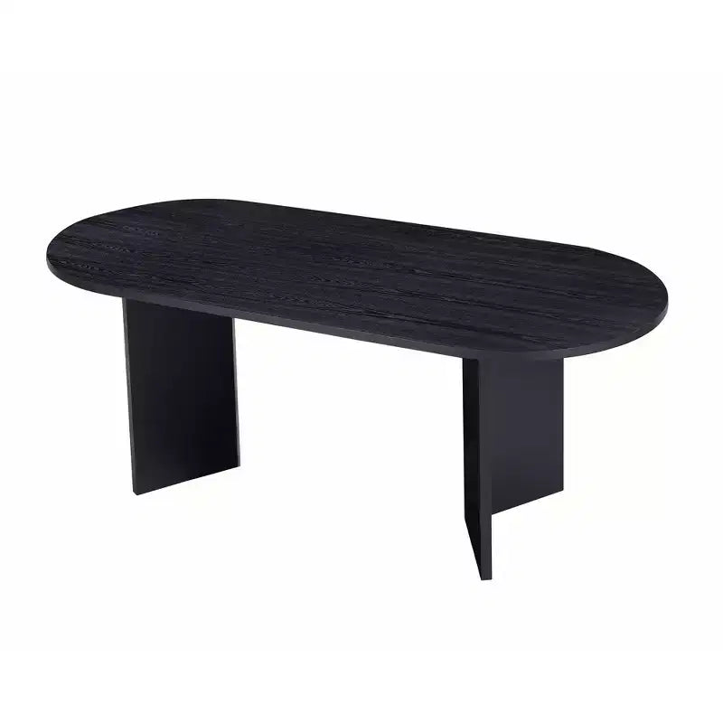 Tavolo da pranzo ovale Homy Casa, finitura in legno nero, centrotavola moderno minimalista