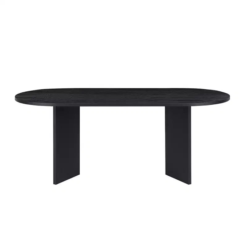 Tavolo da pranzo ovale Homy Casa, finitura in legno nero, centrotavola moderno minimalista