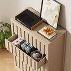 Cassettiera a 5 cassetti scanalati per camera da letto, Comò moderno, Frontali scanalati, Organizer in legno per camera da letto, Soggiorno