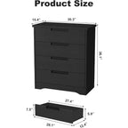 Cassettiera per camera da letto con 4 cassetti, in legno, per armadio, unità di archiviazione per corridoio, soggiorno e ufficio