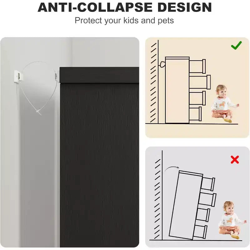 Cassettiera per camera da letto con 4 cassetti, in legno, per armadio, unità di archiviazione per corridoio, soggiorno e ufficio