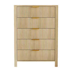 Comò da camera da letto, Comò a 5 cassetti scanalato, Cassettiera alta moderna 45, Cassettiera moderna in stile rustico, Organizzatore di cassetti in legno per ingresso
