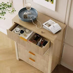 Comò da camera da letto, Comò a 5 cassetti scanalato, Cassettiera alta moderna 45, Cassettiera moderna in stile rustico, Organizzatore di cassetti in legno per ingresso