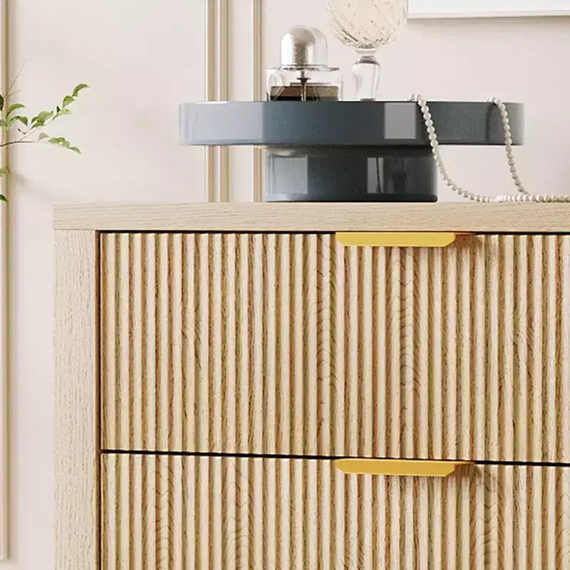 Comò da camera da letto, Comò a 5 cassetti scanalato, Cassettiera alta moderna 45, Cassettiera moderna in stile rustico, Organizzatore di cassetti in legno per ingresso