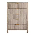 Comò da camera da letto, Comò a 5 cassetti scanalato, Cassettiera alta moderna 45, Cassettiera moderna in stile rustico, Organizzatore di cassetti in legno per ingresso