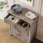 Comò da camera da letto, Comò a 5 cassetti scanalato, Cassettiera alta moderna 45, Cassettiera moderna in stile rustico, Organizzatore di cassetti in legno per ingresso