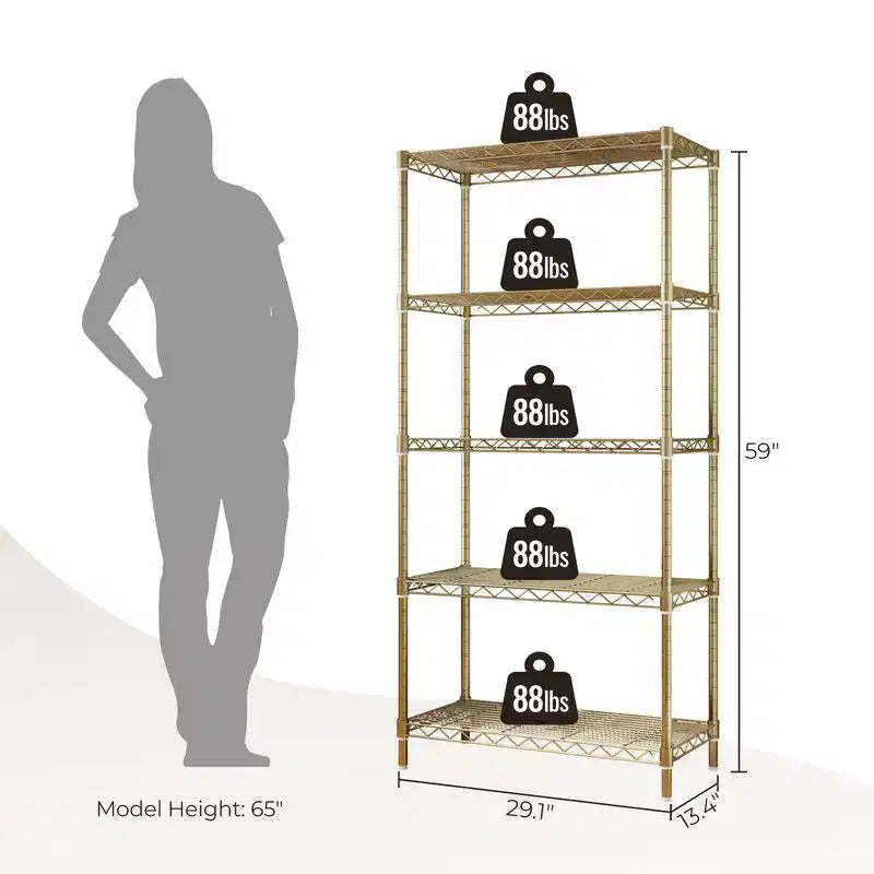 Karl Home 35 pollici Larghezza Scaffale Metallico con Ruote