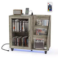 Karl Home Record Player Stand Storage with LED Lights  Charging Station