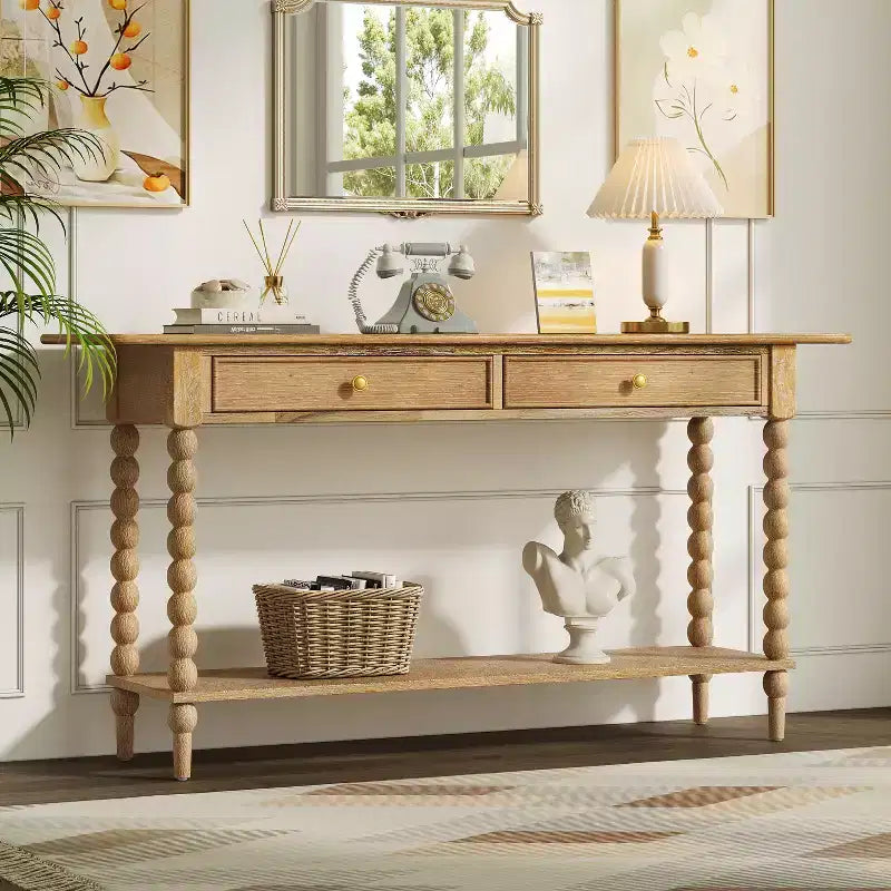 Christopher Knight Home Eleanor Consolle in legno stile rétro con 2 cassetti e ripiano