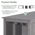 GDFStudio Harry Set da pranzo da 5 pezzi ad altezza bancone con tavolo in legno di gomma e sedie imbottite